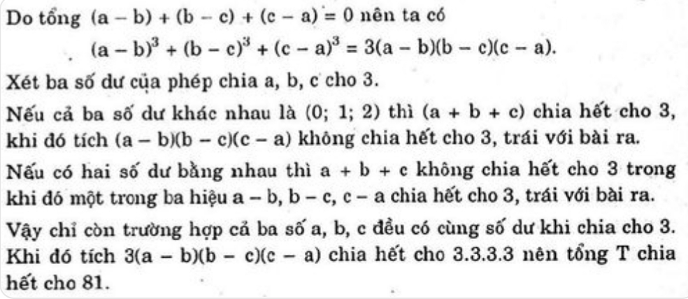 Cho Cac Số Nguyen A B C Thỏa Man A B C A B B C C A Chứng Minh Rằng A B 3 B C 3 C A 3 Chia Hết Cho 81